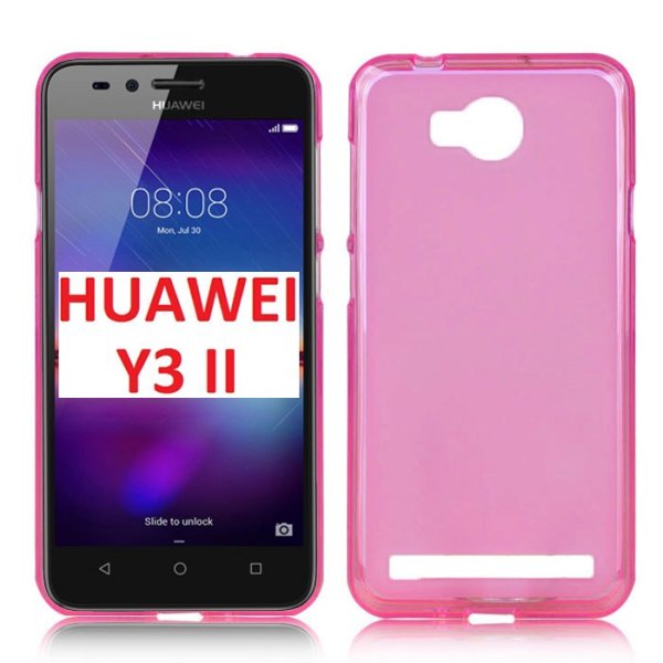 CUSTODIA per HUAWEI Y3 II, Y3 PRO, Y3 II PRO IN GEL TPU SILICONE COLORE ROSA TRASPARENTE