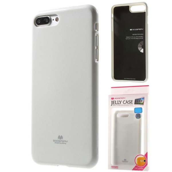 CUSTODIA GEL TPU SILICONE per APPLE IPHONE 7 PLUS, IPHONE 8 PLUS COLORE BIANCO LUCIDO ALTA QUALITA' MERCURY BLISTER