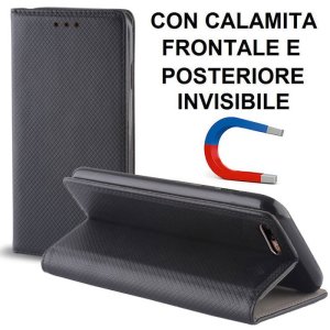 CUSTODIA FLIP ORIZZONTALE per APPLE IPHONE 7 PLUS, IPHONE 8 PLUS con CHIUSURA MAGNETICA INVISIBILE, STAND ED INTERNO IN TPU NERO