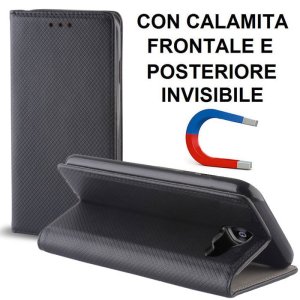 CUSTODIA FLIP ORIZZONTALE per SAMSUNG SM-A310 GALAXY A3 (2016) con CHIUSURA MAGNETICA INVISIBILE ED INTERNO IN TPU NERO