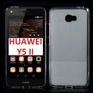 CUSTODIA GEL TPU SILICONE per HUAWEI Y5 II, Y6 II COMPACT COLORE BIANCO TRASPARENTE