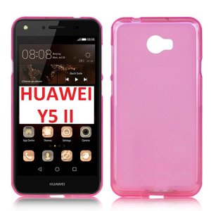 CUSTODIA GEL TPU SILICONE per HUAWEI Y5 II, Y6 II COMPACT COLORE ROSA TRASPARENTE