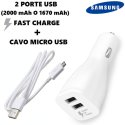 CARICATORE AUTO 2000mAh CON 2 PORTE USB FAST CHARGE + CAVO MICRO USB COLORE BIANCO EP-LN920BWEGWW ORIGINALE SAMSUNG IN BULK