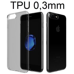 CUSTODIA GEL TPU SILICONE ULTRA SLIM 0,3mm per APPLE IPHONE 7 PLUS, IPHONE 8 PLUS COLORE NERO TRASPARENTE