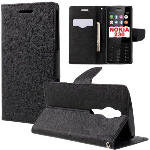 CUSTODIA FLIP ORIZZONTALE per NOKIA 230 RM-1172, 230 DUAL SIM CON INTERNO IN TPU, STAND E CHIUSURA MAGNETICA COLORE NERO