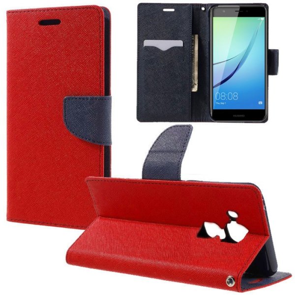 CUSTODIA FLIP ORIZZONTALE per HUAWEI NOVA PLUS CON INTERNO IN TPU, STAND E CHIUSURA MAGNETICA COLORE ROSSO