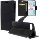 CUSTODIA FLIP ORIZZONTALE per SONY XPERIA X COMPACT CON INTERNO IN TPU, STAND, PORTA CARTE E CHIUSURA MAGNETICA COLORE NERO