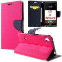 CUSTODIA FLIP ORIZZONTALE per LG X POWER, K220 CON INTERNO IN TPU SILICONE, STAND E CHIUSURA MAGNETICA COLORE FUCSIA