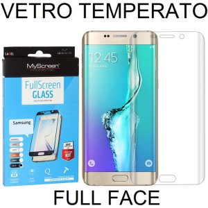 PELLICOLA VETRO TEMPERATO FULL FACE 0,3mm TRASPARENTE per SAMSUNG SM-G925 GALAXY S6 EDGE MYSCREEN BLISTER