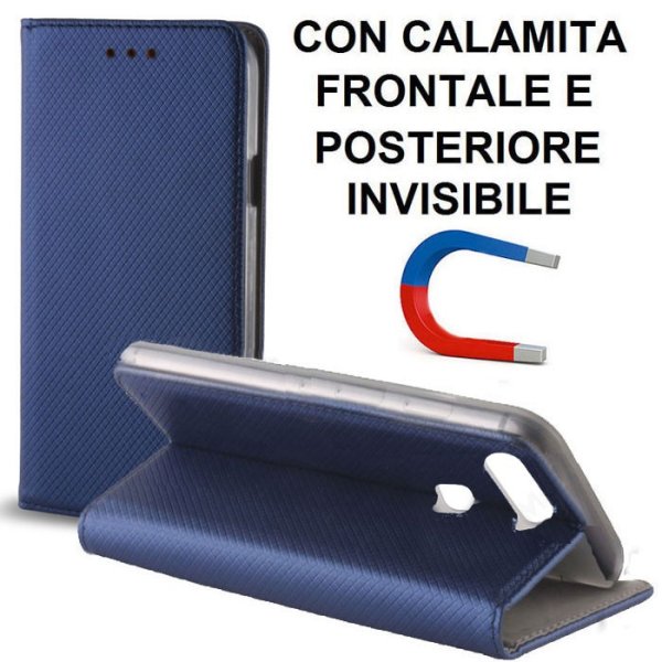 CUSTODIA FLIP ORIZZONTALE per HUAWEI P9 con CHIUSURA MAGNETICA INVISIBILE, STAND ED INTERNO IN TPU SILICONE COLORE BLU