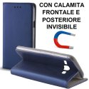 CUSTODIA FLIP ORIZZONTALE per SAMSUNG SM-J120 GALAXY J1 (2016) con CHIUSURA MAGNETICA INVISIBILE E INTERNO IN TPU BLU