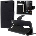 CUSTODIA FLIP ORIZZONTALE per LENOVO VIBE K5 NOTE, K5 NOTE PRO CON INTERNO IN TPU, STAND E TASCHE PORTA CARTE COLORE NERO