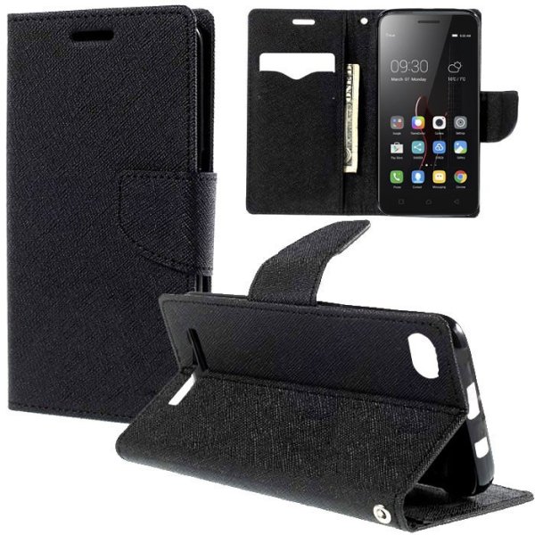 CUSTODIA FLIP ORIZZONTALE per LENOVO VIBE C (A2020) CON INTERNO IN TPU SILICONE E STAND COLORE NERO