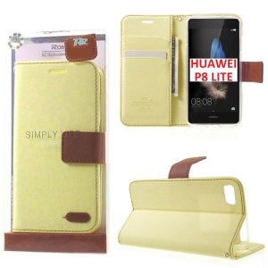 CUSTODIA FLIP ORIZZONTALE per HUAWEI P8 LITE CON INTERNO IN TPU, STAND E CHIUSURA MAGNETICA COLORE AVORIO ALTA QUALITA' ROAR