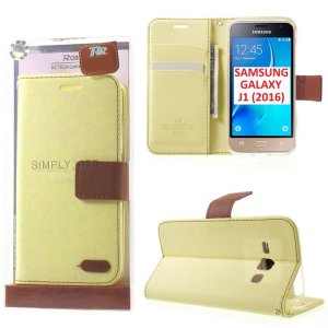 CUSTODIA FLIP ORIZZONTALE per SAMSUNG SM-J120 GALAXY J1 (2016) CON INTERNO IN TPU E STAND COLORE AVORIO ALTA QUALITA' ROAR