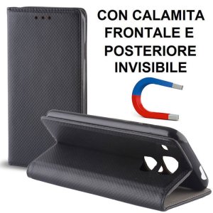 CUSTODIA FLIP ORIZZONTALE per HUAWEI NOVA PLUS con CHIUSURA MAGNETICA INVISIBILE, STAND ED INTERNO IN TPU SILICONE NERO