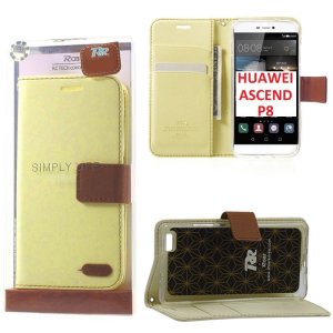 CUSTODIA FLIP ORIZZONTALE per HUAWEI ASCEND P8 CON INTERNO IN TPU, STAND E CHIUSURA MAGNETICA COLORE AVORIO ALTA QUALITA' ROAR