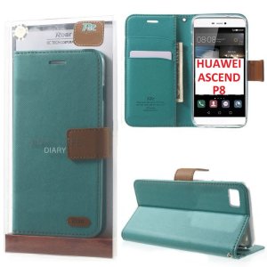 CUSTODIA FLIP ORIZZONTALE per HUAWEI ASCEND P8 CON INTERNO IN TPU, STAND E CHIUSURA MAGNETICA VERDE BOTTIGLIA ALTA QUALITA'