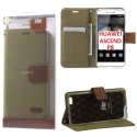 CUSTODIA FLIP ORIZZONTALE per HUAWEI ASCEND P8 CON INTERNO IN TPU, STAND E CHIUSURA MAGNETICA VERDE MILITARE ALTA QUALITA'