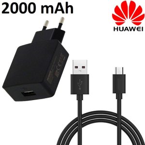 CARICATORE DA RETE 2000mAh ORIGINALE HUAWEI CON 1 PORTA USB + CAVO MICRO USB LUNGHEZZA 1 MT NERO HW-050200E3W BULK