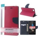 CUSTODIA FLIP ORIZZONTALE per HUAWEI P8 LITE CON STAND, INTERNO IN TPU, PORTA CARTE E CHIUSURA MAGNETICA FUCSIA ALTA QUALITA'