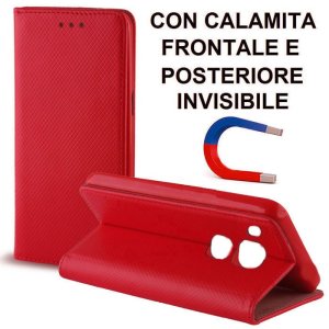 CUSTODIA FLIP ORIZZONTALE per HUAWEI NOVA PLUS con CHIUSURA MAGNETICA INVISIBILE, STAND ED INTERNO IN TPU SILICONE ROSSO