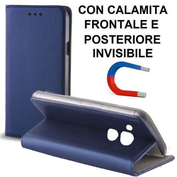 CUSTODIA FLIP ORIZZONTALE per HUAWEI NOVA PLUS con CHIUSURA MAGNETICA INVISIBILE, STAND ED INTERNO IN TPU SILICONE BLU