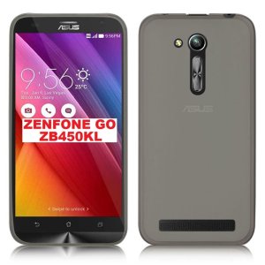 CUSTODIA GEL TPU SILICONE per ASUS ZENFONE GO ZB450KL, ZENFONE GO ZB452KG - 4.5" POLLICI COLORE NERO TRASPARENTE