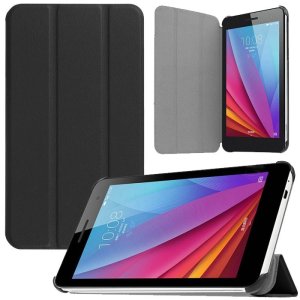 CUSTODIA FLIP ORIZZONTALE SIMILPELLE per HUAWEI MEDIAPAD T1 - 7" POLLICI, HONOR T1 CON STAND COLORE NERO