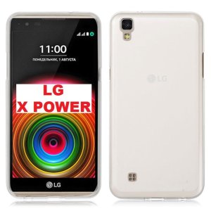 CUSTODIA GEL TPU SILICONE per LG X POWER, K220 COLORE BIANCO TRASPARENTE