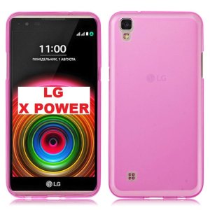 CUSTODIA GEL TPU SILICONE per LG X POWER, K220 COLORE ROSA TRASPARENTE