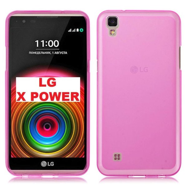 CUSTODIA GEL TPU SILICONE per LG X POWER, K220 COLORE ROSA TRASPARENTE