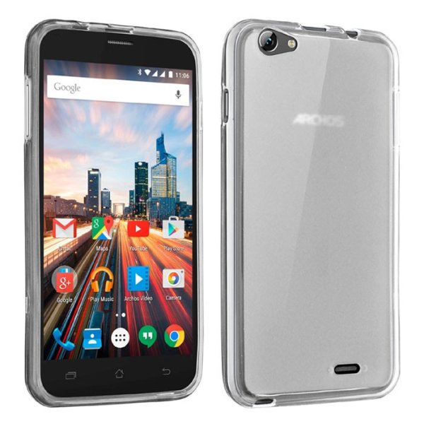 CUSTODIA GEL TPU SILICONE per ARCHOS 55 HELIUM PLUS 4G COLORE BIANCO TRASPARENTE