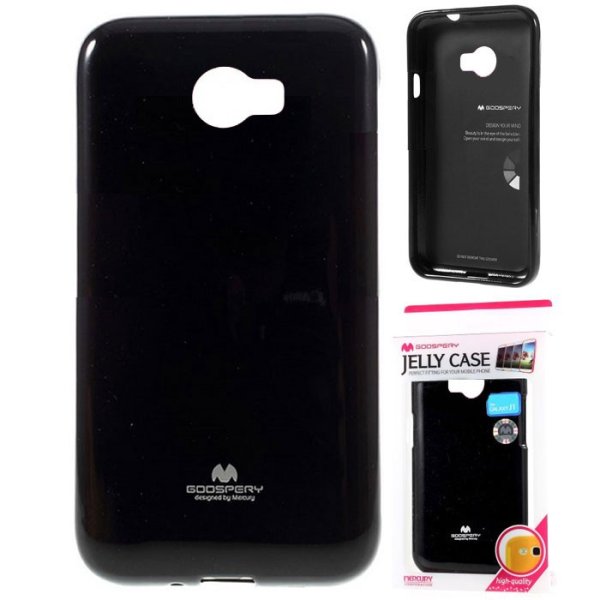 CUSTODIA GEL TPU SILICONE per HUAWEI Y5 II, Y6 II COMPACT COLORE NERO LUCIDO CON GLITTER ALTA QUALITA' MERCURY BLISTER