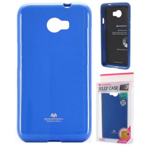 CUSTODIA GEL TPU SILICONE per HUAWEI Y5 II, Y6 II COMPACT COLORE BLU LUCIDO CON GLITTER ALTA QUALITA' MERCURY BLISTER