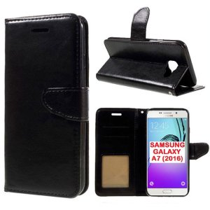 CUSTODIA FLIP ORIZZONTALE SIMILPELLE per SAMSUNG SM-A710 GALAXY A7 (2016) CON CHIUSURA MAGNETICA E INTERNO IN TPU NERO