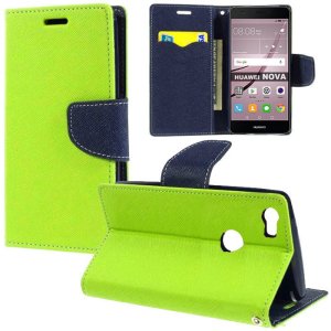 CUSTODIA FLIP ORIZZONTALE per HUAWEI NOVA CON INTERNO IN TPU SILICONE, STAND E CHIUSURA MAGNETICA COLORE VERDE