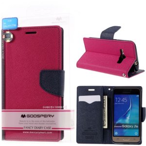 CUSTODIA FLIP ORIZZONTALE per SAMSUNG SM-J120 GALAXY J1 (2016) CON STAND E INTERNO IN TPU COLORE FUCSIA FANCY DIARY MERCURY