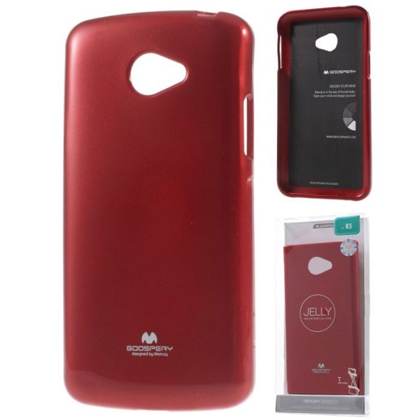 CUSTODIA per LG K5, X220 IN GEL TPU SILICONE COLORE ROSSO LUCIDO CON GLITTER ALTA QUALITA' MERCURY BLISTER