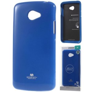 CUSTODIA per LG K5, X220 IN GEL TPU SILICONE COLORE BLU LUCIDO CON GLITTER ALTA QUALITA' MERCURY BLISTER