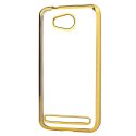 CUSTODIA per HUAWEI Y3 II, Y3 PRO, Y3 II PRO IN GEL TPU SILICONE TRASPARENTE CON CORNICE COLORE ORO