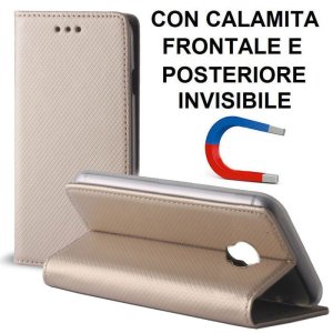 CUSTODIA per TIM SMART, WIND SMART, VODAFONE SMART TURBO 7 (VFD500), ALCATEL OT-5045X - FLIP ORIZZONTALE con INTERNO IN TPU ORO