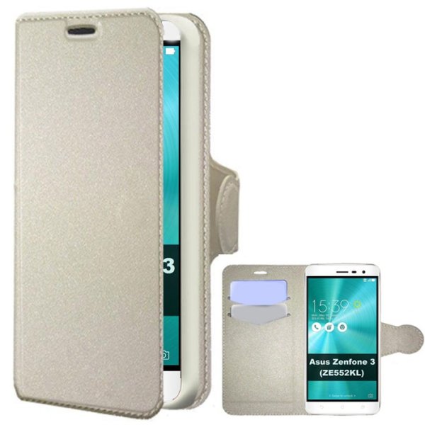 CUSTODIA FLIP ORIZZONTALE SIMILPELLE per ASUS ZENFONE 3 (ZE552KL), 5.5" POLLICI CON INTERNO IN TPU E STAND COLORE BIANCO