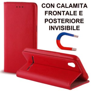 CUSTODIA FLIP ORIZZONTALE per ZTE BLADE A452 con CHIUSURA MAGNETICA INVISIBILE, STAND ED INTERNO IN TPU SILICONE COLORE ROSSO