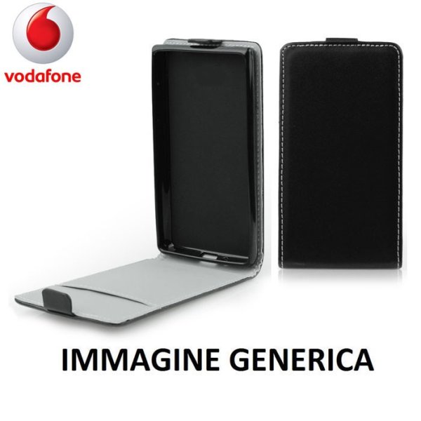 CUSTODIA FLIP VERTICALE SLIM SIMILPELLE per VODAFONE SMART ULTRA 7 CON INTERNO IN TPU SILICONE COLORE NERO