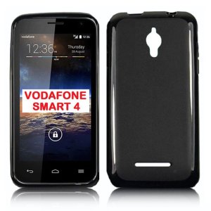 CUSTODIA GEL TPU SILICONE per VODAFONE SMART 4 COLORE NERO TRASPARENTE