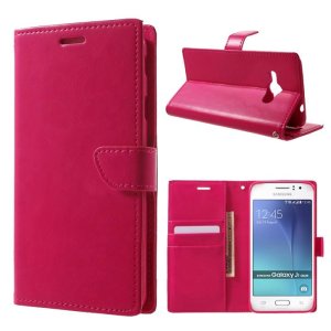 CUSTODIA FLIP ORIZZONTALE SIMILPELLE per SAMSUNG SM-J110 J1 ACE, J111 J1 ACE NEO CON CHIUSURA MAGNETICA E INTERNO IN TPU FUCSIA