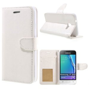 CUSTODIA per SAMSUNG SM-J105 GALAXY J1 MINI - FLIP ORIZZONTALE SIMILPELLE CON INTERNO IN TPU COLORE BIANCO