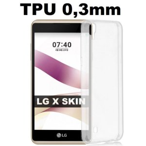 CUSTODIA GEL TPU SILICONE ULTRA SLIM TRASPARENTE 0,3mm per LG X SKIN