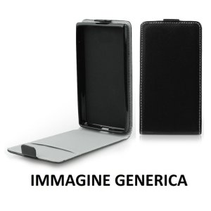 CUSTODIA FLIP VERTICALE SLIM SIMILPELLE per LG X POWER, K220 CON INTERNO IN TPU SILICONE COLORE NERO